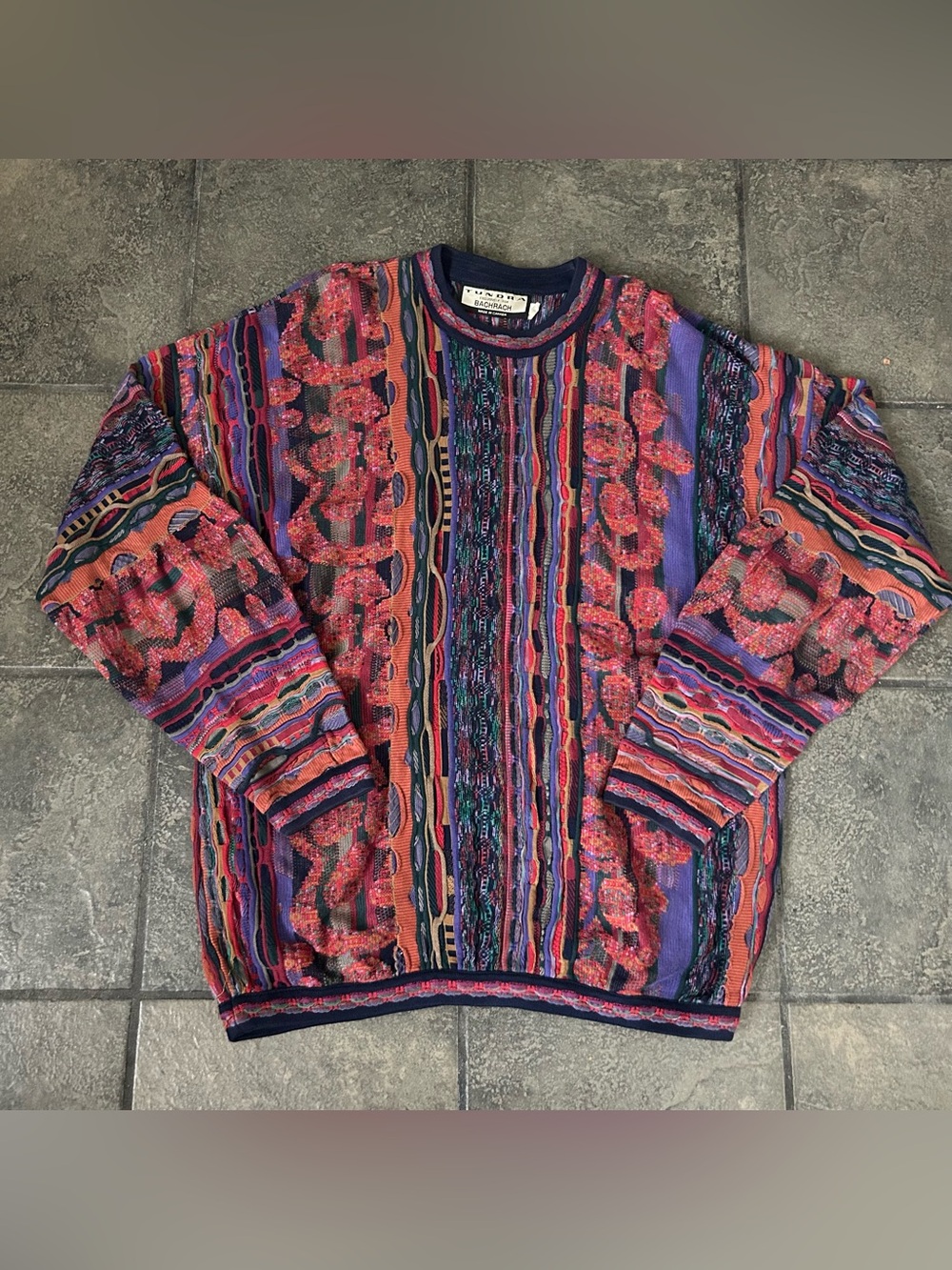 Vintage 90s Tundra 3D Knit Cotton Sweater Size XLT Biggie Style Rap Hip Hop